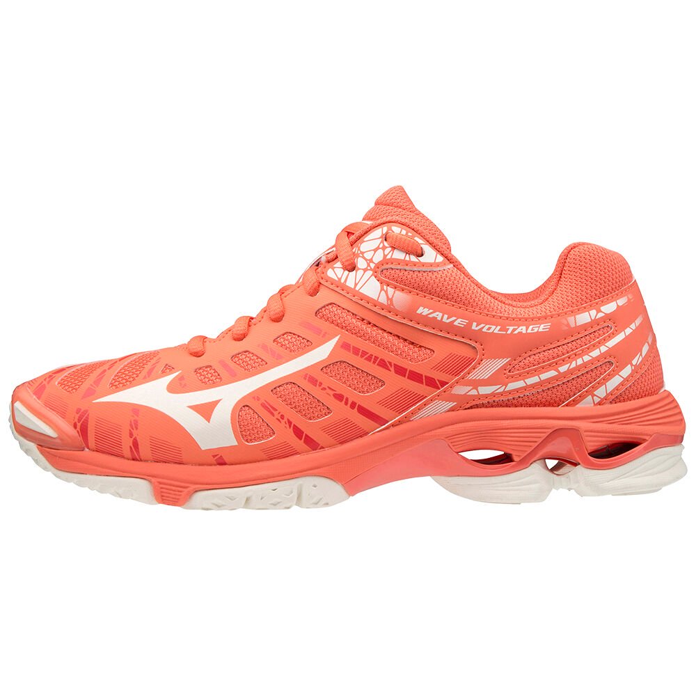 Mizuno Women's Volleyball Shoes Wave Voltage Coral/white - FECUXHJ-09